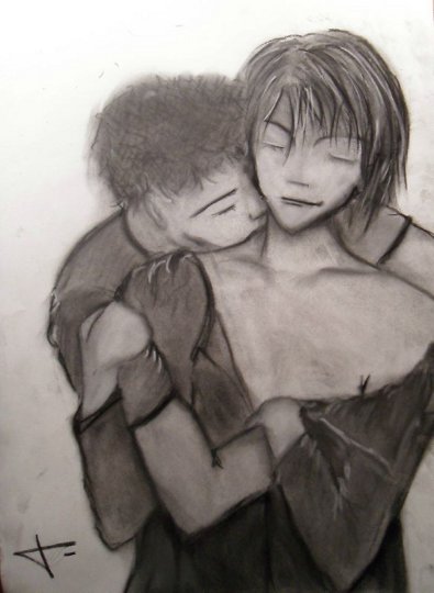 Harry et Draco au fusain de Oranjuiice